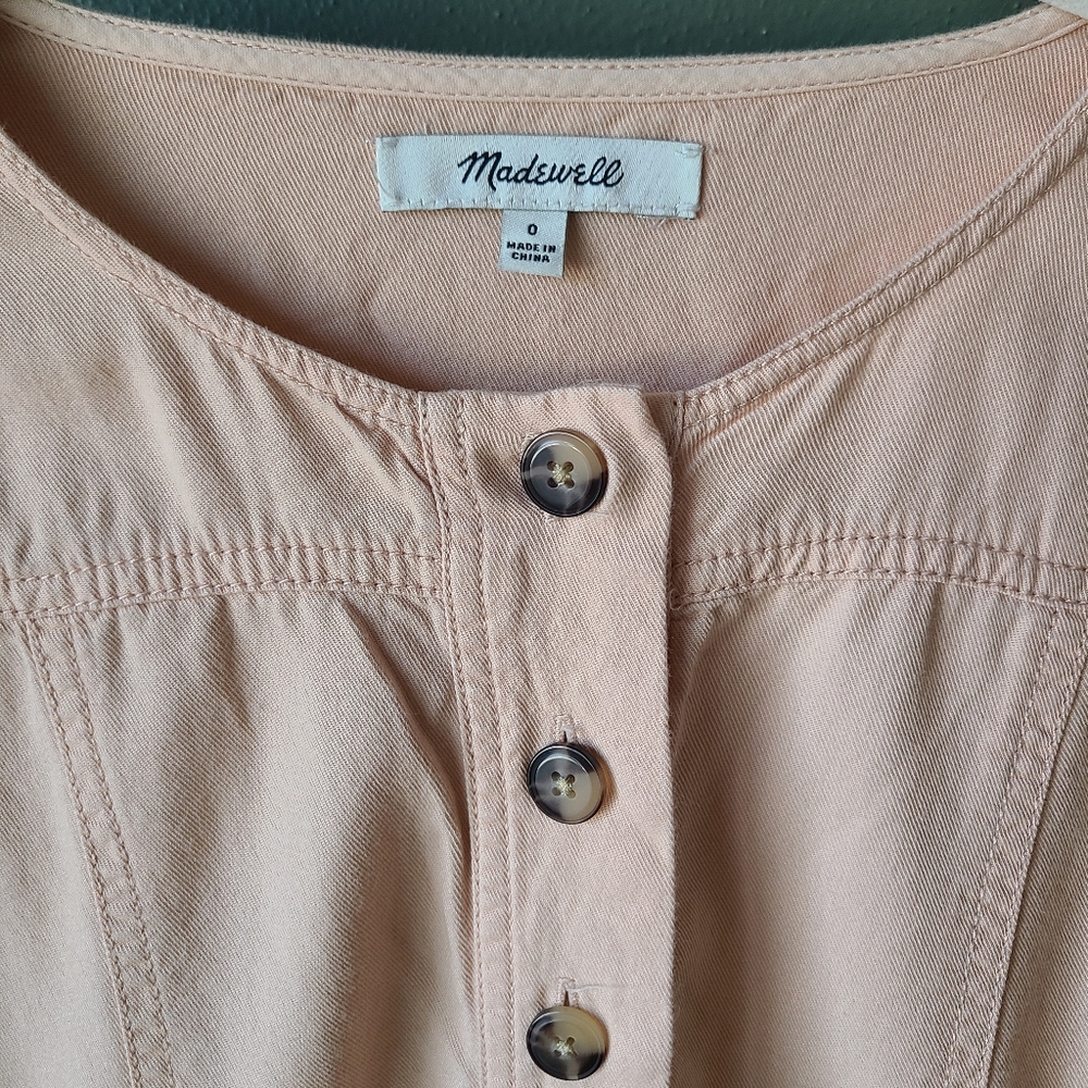 Madewell Top Stitched Coverall Jumpsuit, Size 0 - Picture 4 of 5